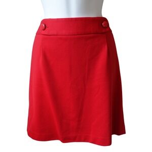 Ann Taylor LOFT Red A-Line Button Detail Mini Skirt Size 6 Stretch Office Chic